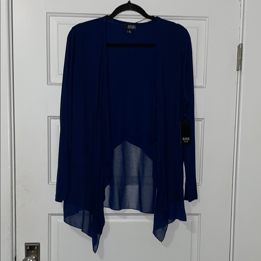 a.n.a Deep Blue Open-Front Draped Cardigan